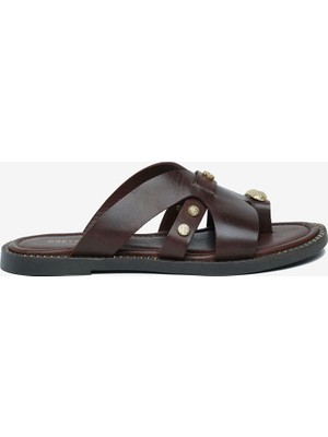 Greyder Kadın Kahverengi Hakiki Deri Terlik 6Y2WT59358