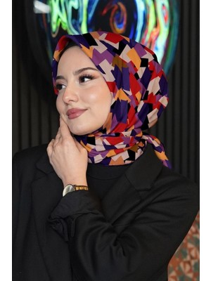 Afvente Soyut Desen Turuncu Soft Pamuk Eşarp - Çok Renkli 58