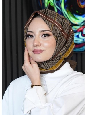 Afvente Soyut Desen Kahverengi Soft Pamuk Eşarp - Çok Renkli 53