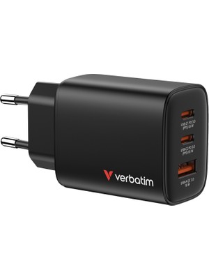 Verbatim Essentials Gan 65W Şarj Adaptörü 3-Port - Siyah (32352)