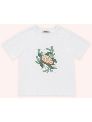 Panço Erkek Bebek Beyaz Baskılı Tişört