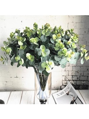 Nettenevime Yeşil Kumaş Okaliptus Demet Yapay Çiçek 45 cm Gerçekçi Görünüm Özelliği