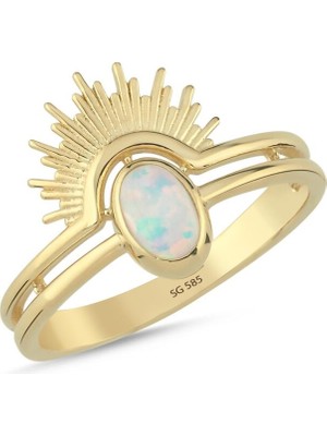 Sembol Gold 14 Ayar Opal Taşlı Güneş Model Altın Yüzük 2,75 gr