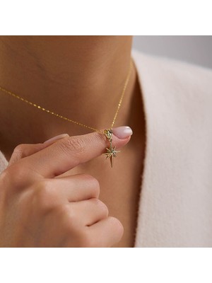 Sembol Gold 14 Ayar Minimal Kutup Yıldızı Altın Kolye 1.00 Gram 45 cm