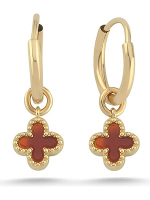 Zümrüt Sarraf 14 Ayar Altın Charm Yonca Küpe