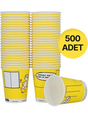 Ofix Karton Bardak Özel Baskılı 7 Oz 180 ml 500 Adet - Sarı