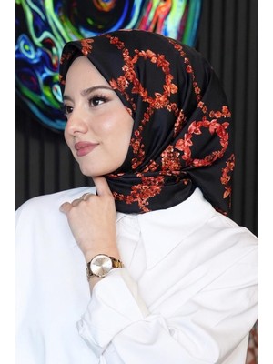 Afvente Çiçek Desen Kırmızı Soft Pamuk Eşarp - Çok Renkli9