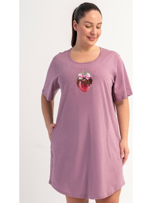 Vienetta Pamuklu Kadın Büyük Beden Kısa Kol Gecelik, 601136