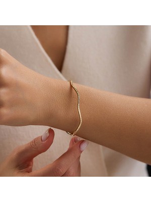 Sembol Gold 14 Ayar Modern Form Altın Kelepçe Bileklik 1.65 Gram