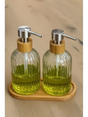 Esranın Dünyası Modern Cam Sıvı Sabunluk Seti, 300 ml - 2'li