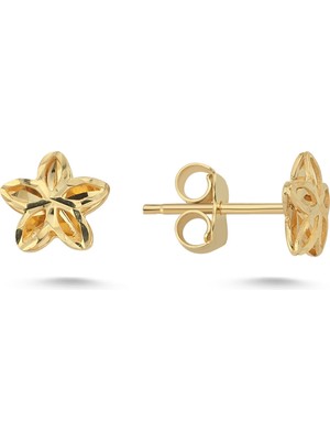 Zümrüt Sarraf 14 Ayar Altın Çiçek Küpe