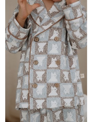 Oh la la Koala For Little Ones Kedi Desenli Yaka Detaylı Pijama Üst