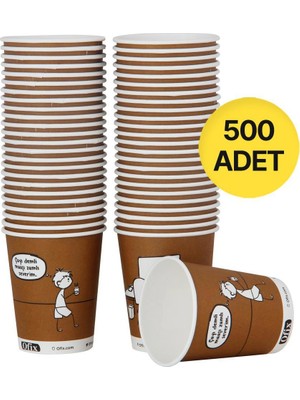Ofix Karton Bardak Özel Baskılı 7 Oz 180 ml 500 Adet - Kahverengi