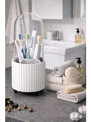 Blackstar Şeffaf Kapaklı Banyo Düzenleyici Organizer Beyaz