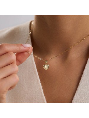 Sembol Gold 14 Ayar Ataç Zincir Kalp Altın Kolye 1.20 Gram 45 cm