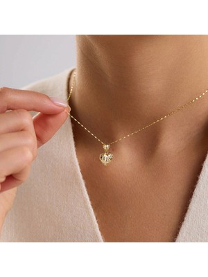 Sembol Gold 14 Ayar Kalp Detaylı Altın Kolye 1.00 Gram 45 cm