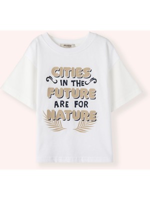 Panço Erkek Bebek Baskı Detaylı Beyaz Tişört