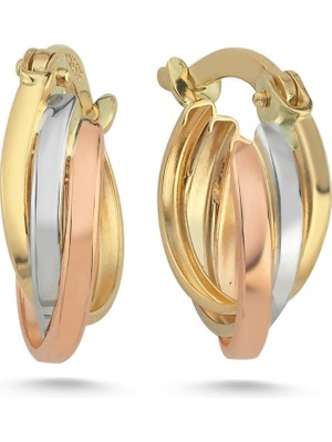 Zümrüt Sarraf 14 Ayar Altın Üç Renk Küpe