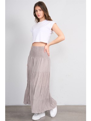 Metraj Y26 23 Vizon Kadın Viskon Astarlı Etek Std
