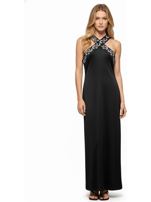 Xint Kadın Siyah Modal Karışımlı Oversize Elbise