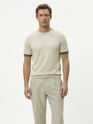 Xint Erkek Bej Doğal Dökümlü Regular Fit Kazak