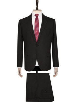 Süvari Siyah Slim Fit Takım Elbise