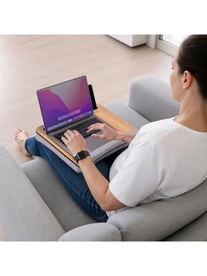 Teknocan Marketing -LS014 Minderli Laptop Sehpası (Meşe Gri)