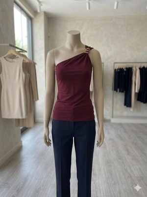 Asvellatrend Tek Omuz Detaylı Şık Bluz