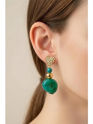 Petek Aksesuar Akrilik Tasarım El Yapımı Kalp Küpe