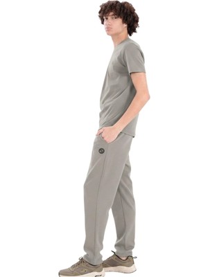 Piero Perla Premium Double-Face İnterlok Slim Fit Taş Eşofman Altı