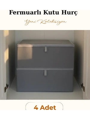 Venita Home 4 Adet Fermuarlı Kutu Formunda Çok Amaçlı Hurç, Dolap Içi Düzenleyici, Baza Hurç 50X40X19