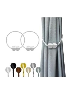 Güçlü Mıknatıslı Dekoratif Perde Toplayıcı Perde Tokası 2 Adet, Beyaz