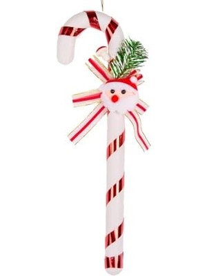 Yılbaşı Süsü Yılbaşı Dekorlu Baba Figürlü Kırmızı-Beyaz 8X29 Cm.