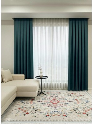 Brillant Koyu Yeşil Renk 1/3 Sık Pile Petek Dokuma Yumuşak Yapılı Panama Fon Perde