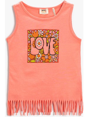 Koton Çiçek Baskılı Püsküllü Atlet Bisiklet Yaka Pamuklu