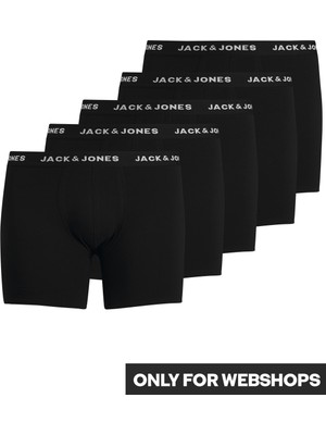 Jack & Jones 5'li Boxer -12194944 Erkek 4XL Siyah Grafik Desenli Düz Renk Paça Tipi