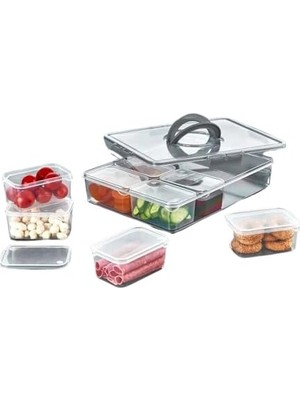 8'li Saklama Kabı Seti, Kahvaltılık Taşıma Kutulu ve Düzenleyici, Buzdolabı Organizeri ve Piknik Için Ideal, Çok Amaçlı Saklama Çözümü (Beyaz)