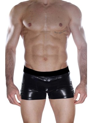 Hafif Giyim Erkek Siyah Fantezi Seksi Deri Görünümlü Boxer HF012104