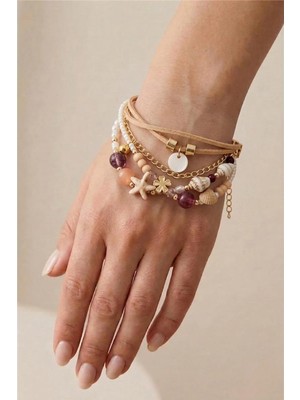 Petek Aksesuar Etnik Bohem Çoklu Bileklik Doğaltaş