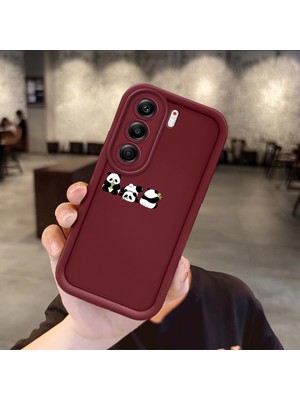 HONTINGA Tecno Camon 40 Pro 5g ile Uyumlu Kılıfı Düşüme Önleyici Basitlik Anti Düşme Kamera Korumali Panda Bordo Desen Yumuşak Silikon Telefon Kılıfı Kadın ve Erkek Için Uygundur K2-7041
