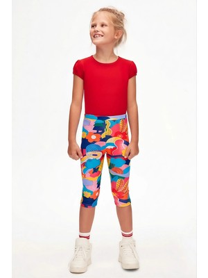 Sunny Garden Kız Çocuk Desenli Diz Altı Tayt Kapri