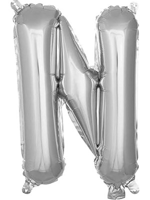 Teknocan Marketing N Harfi 16 Inç Gümüş Renk Folyo Balon 36 cm (Gümüş)