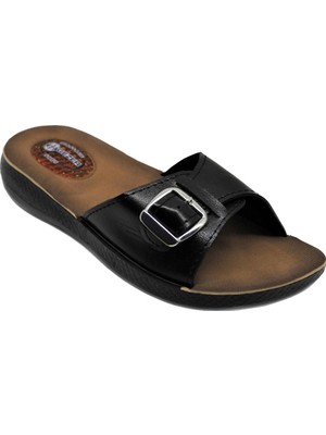 Gezer Kadın Jel Destekli Topuk Dikeni Terlik Siyah Günlük Kullanım İçin Rahat Tasarım