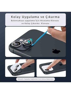 Teknocan Marketing 17 Pro/17 Promax/16 Pro/16 Pro Max 15 Pro/15 Pro Max Safir Kamera Lens Koruyucu Hd Kalite, Alüminyum Alaşım Çerçeve, Kolay Kurulum, Güçlü Yapışma, Çubuk Sökme Aparatlı, Gümüş