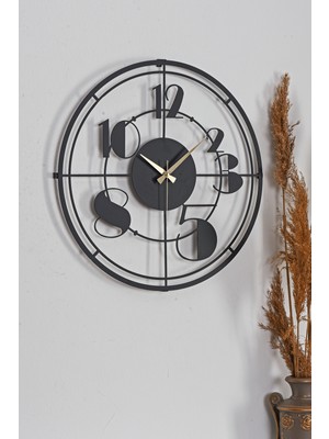 Muyika Design Muyika Netro 41x41cm Metal Duvar Saati Siyah Yuvarlak Tasarım Sessiz Mekanizma ile Kullanım