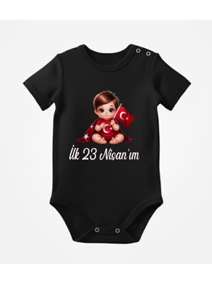 Venüs Dijital 23 Nisan Ilk 23 Nisanım Çocuk Bayramı Türk Bayraklı Bebek Baskılı Bebek Body Zıbın