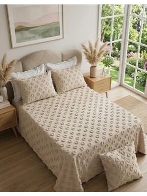 D'niss Home Delux Ponponlu Çift Kişilik Yatak Örtüsü 240X250 - Bej -
