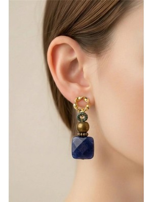 Petek Aksesuar Doğaltaş Tasarım Mercan Küpe Kırmızı