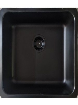 Gralux Evye Yeni Ürün 40 x 45 Tezgah Üstü & Tezgah Altı Uygulamalı Grenli Kaplama Siyah Krom Evye