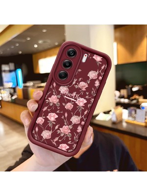 HONTINGA Tecno Camon 40 Pro 5g ile Uyumlu Kılıfı Düşüme Önleyici Basitlik Anti Düşme Kamera Korumali Çiçek Bordo Desen Yumuşak Silikon Telefon Kılıfı Kadın ve Erkek Için Uygundur K2-7044
